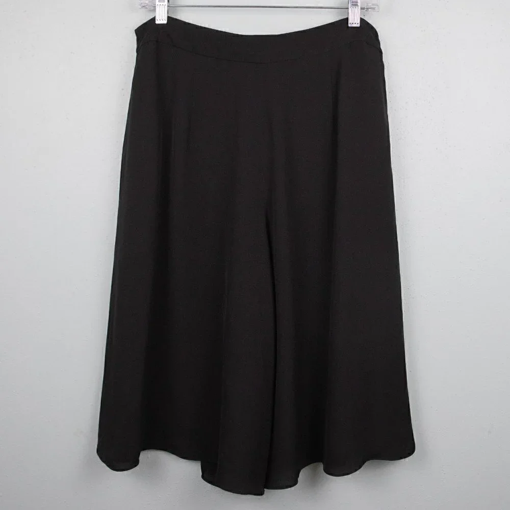 Kate Spade black 100% silk fluid culottes shorts-10